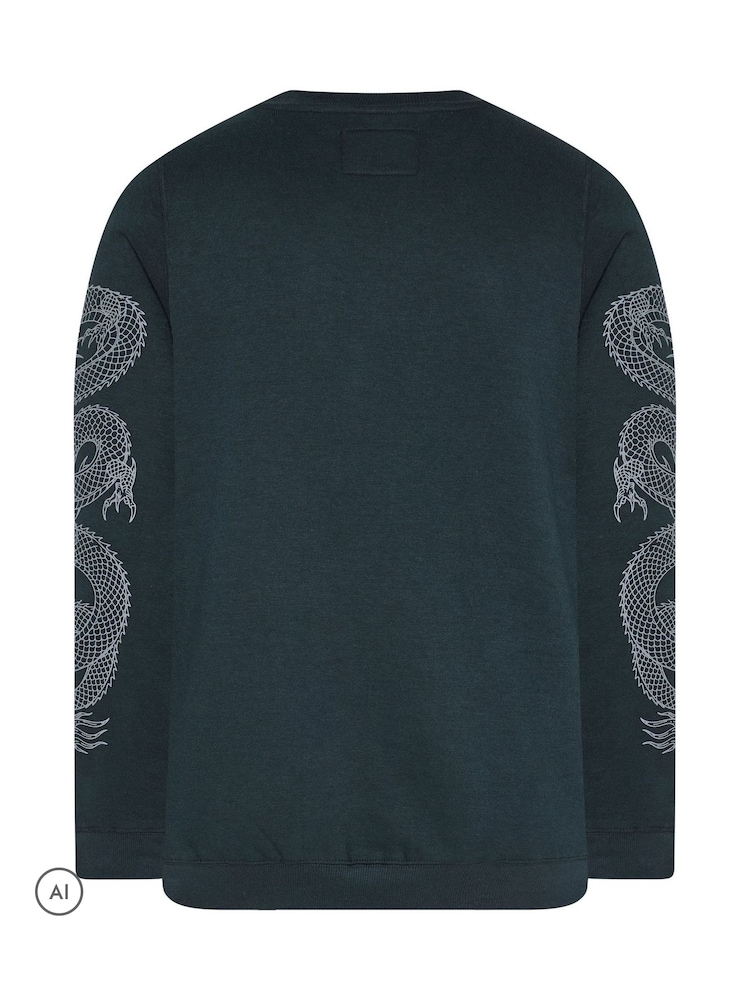 BadRhino Big & Tall Sweatshirt mit Drachen-Ärmelprint - Bild 6 von 6 BadRhino Big & Tall Sweatshirt mit Drachen-Ärmelprint - Bild 6 von 6
