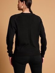 Black Soft Touch Button Up Knitted Cardigan - Image 3 of 6
