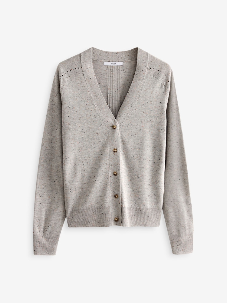 Grey Soft Touch Button Up Knitted Cardigan - Image 7 of 8