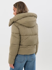 Threadbare Green Showerproof Funnel Neck Puffer Coat - Image 3 of 4