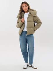 Threadbare Green Showerproof Funnel Neck Puffer Coat - Image 4 of 4