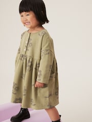 Green Floral Button Front Sweat Dress (3mths-7yrs) - Image 1 of 6