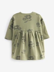 Green Floral Button Front Sweat Dress (3mths-7yrs) - Image 5 of 6