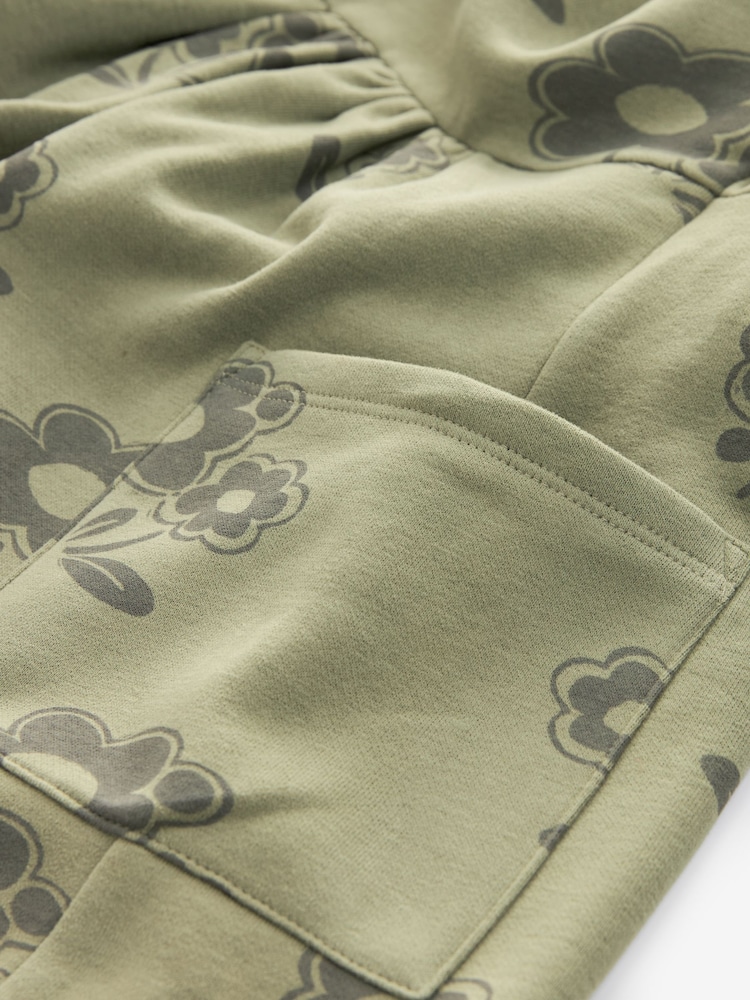 Green Floral Button Front Sweat Dress (3mths-7yrs) - Image 6 of 6