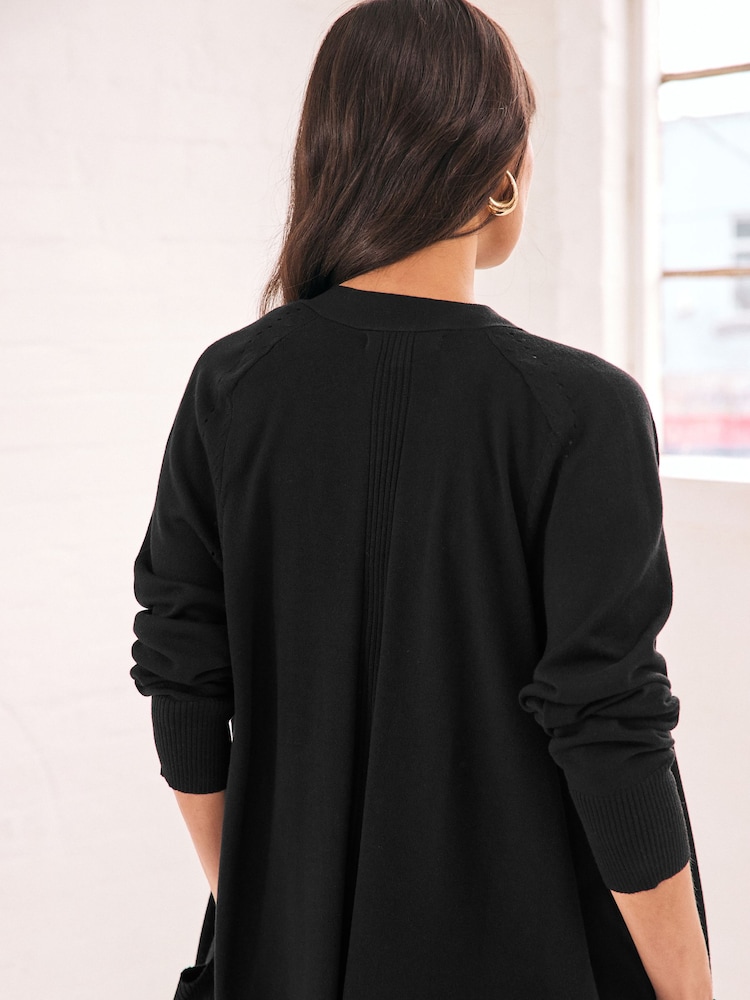 Black Longline Cardigan - Image 4 of 8