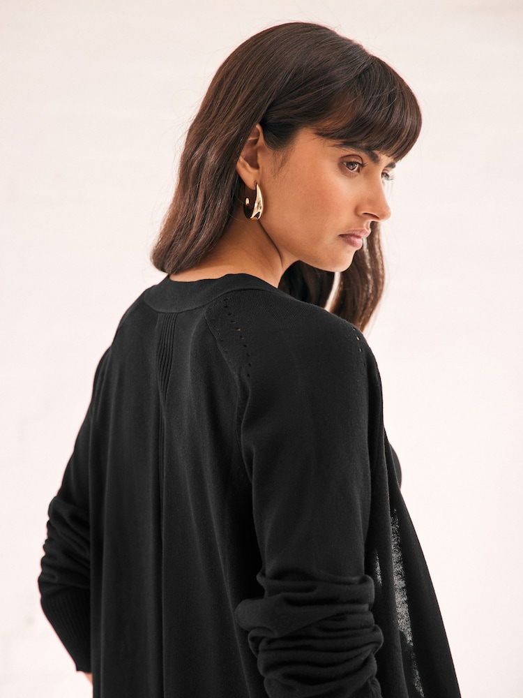 Black Longline Cardigan - Image 5 of 8