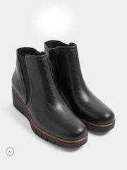 Yours Curve Black Extra Wide Fit Elasticated Panel Wedge Boots - Image 2 of 5