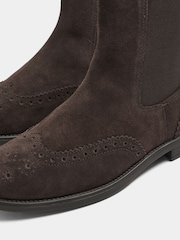 Evans Brown Wide Fit Suede Brogue Chelsea Boots - Image 4 of 4