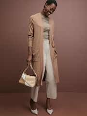 Camel Brown Longline Cardigan - Image 1 of 6