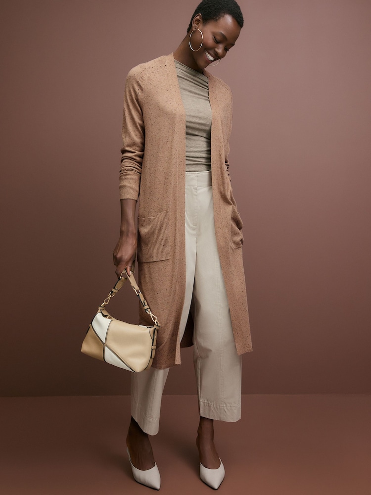 Camel Brown Longline Cardigan - Image 1 of 6