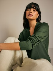 Khaki Green Soft Touch Button Up Knitted Cardigan - Image 3 of 8