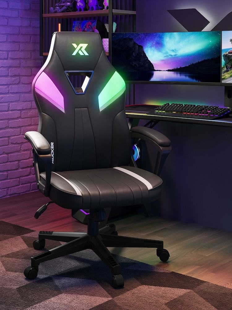 X Rocker Black Tempest RGB Ergonomic PC Office Gaming Chair - Image 1 of 6 X Rocker Black Tempest RGB Ergonomic PC Office Gaming Chair - Image 1 of 6