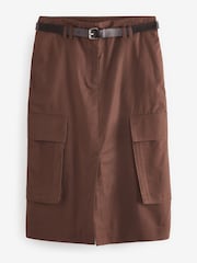 Chocolate Brown Cotton Blend Utility Skirt - Image 5 of 6