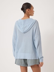 Hush Blue Cara Linen Blend V-Neck Hoodie - Image 3 of 5