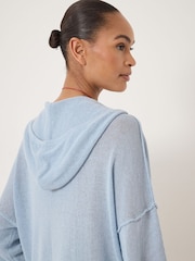 Hush Blue Cara Linen Blend V-Neck Hoodie - Image 4 of 5