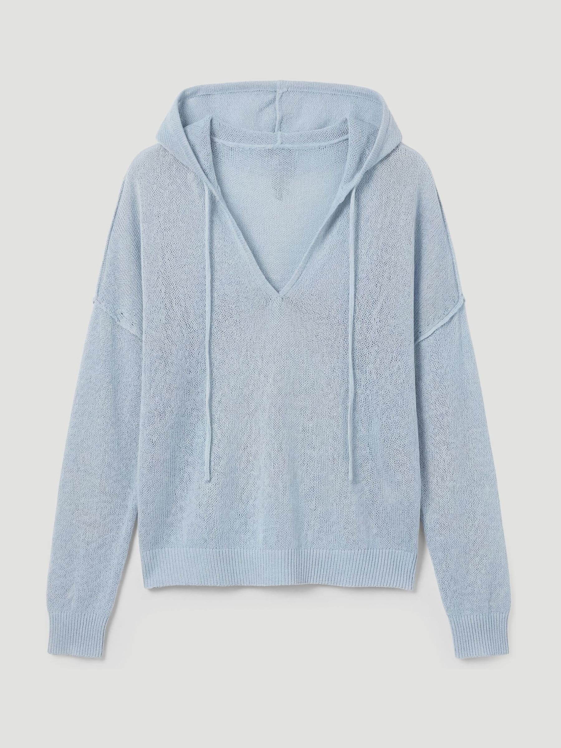 Buy Hush Pale Blue Cara Linen Blend V-Neck Hoodie from the Next UK
