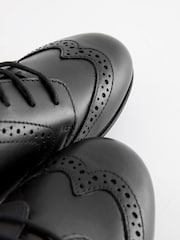 Black Matt Wide Fit (G) School Leather Lace-Up Brogues - Image 4 of 8