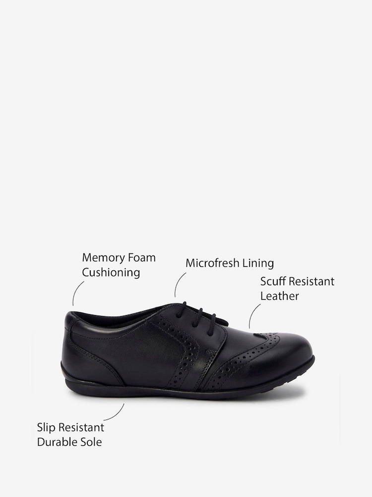 Black Matt Wide Fit (G) School Leather Lace-Up Brogues - Image 8 of 8