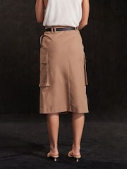 Camel Cotton Blend Utility Skirt - Image 3 of 6
