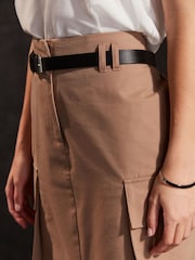 Camel Cotton Blend Utility Skirt - Image 4 of 6