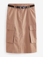 Camel Cotton Blend Utility Skirt - Image 5 of 6