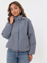 Threadbare Blue Showerproof Funnel Neck Rain Trench Coat - Image 1 of 5