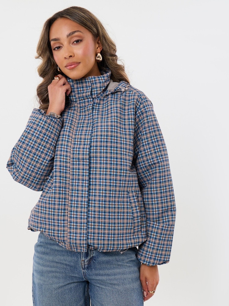 Threadbare Blue Showerproof Funnel Neck Rain Trench Coat - Image 1 of 5 Threadbare Blue Showerproof Funnel Neck Rain Trench Coat - Image 1 of 5