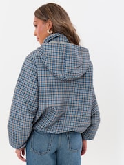 Threadbare Blue Showerproof Funnel Neck Rain Trench Coat - Image 2 of 5