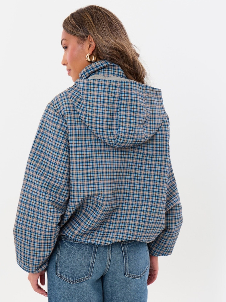 Threadbare Blue Showerproof Funnel Neck Rain Trench Coat - Image 2 of 5 Threadbare Blue Showerproof Funnel Neck Rain Trench Coat - Image 2 of 5