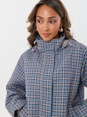 Threadbare Blue Showerproof Funnel Neck Rain Trench Coat - Image 4 of 5