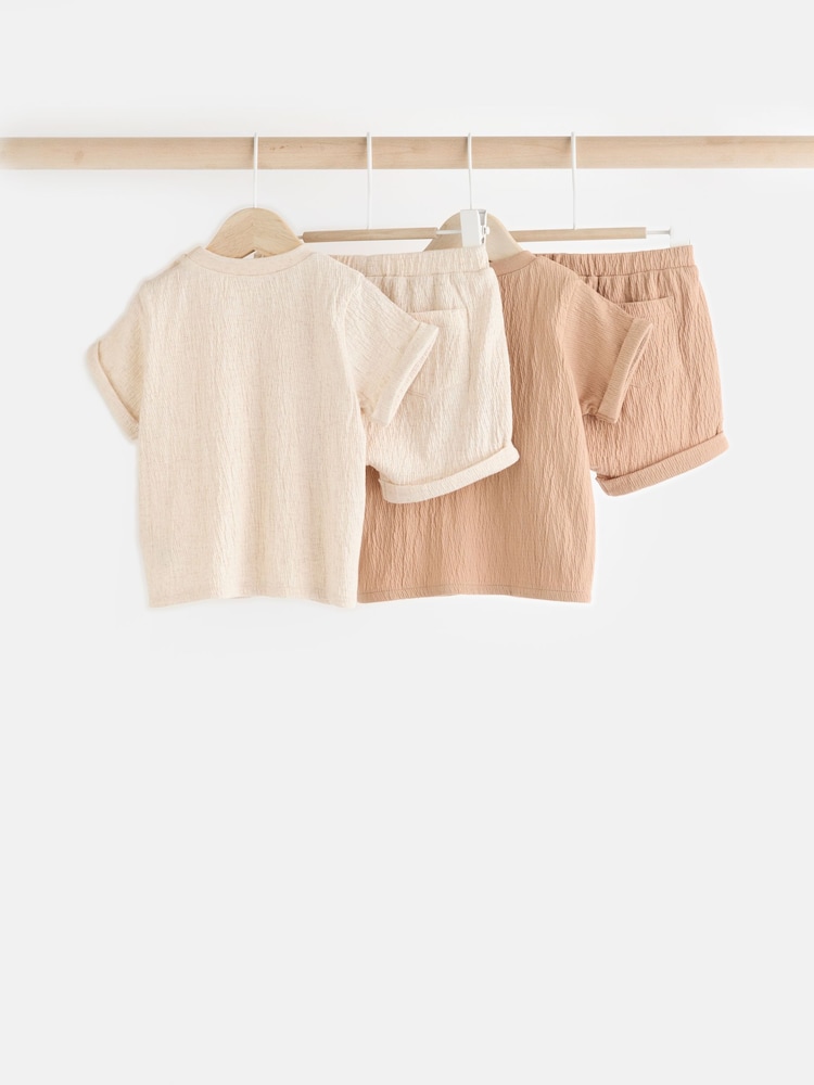 Ecru/Tan Baby T-Shirt And Shorts Set - Image 2 of 13