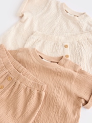 Ecru/Tan Baby T-Shirt And Shorts Set - Image 7 of 13