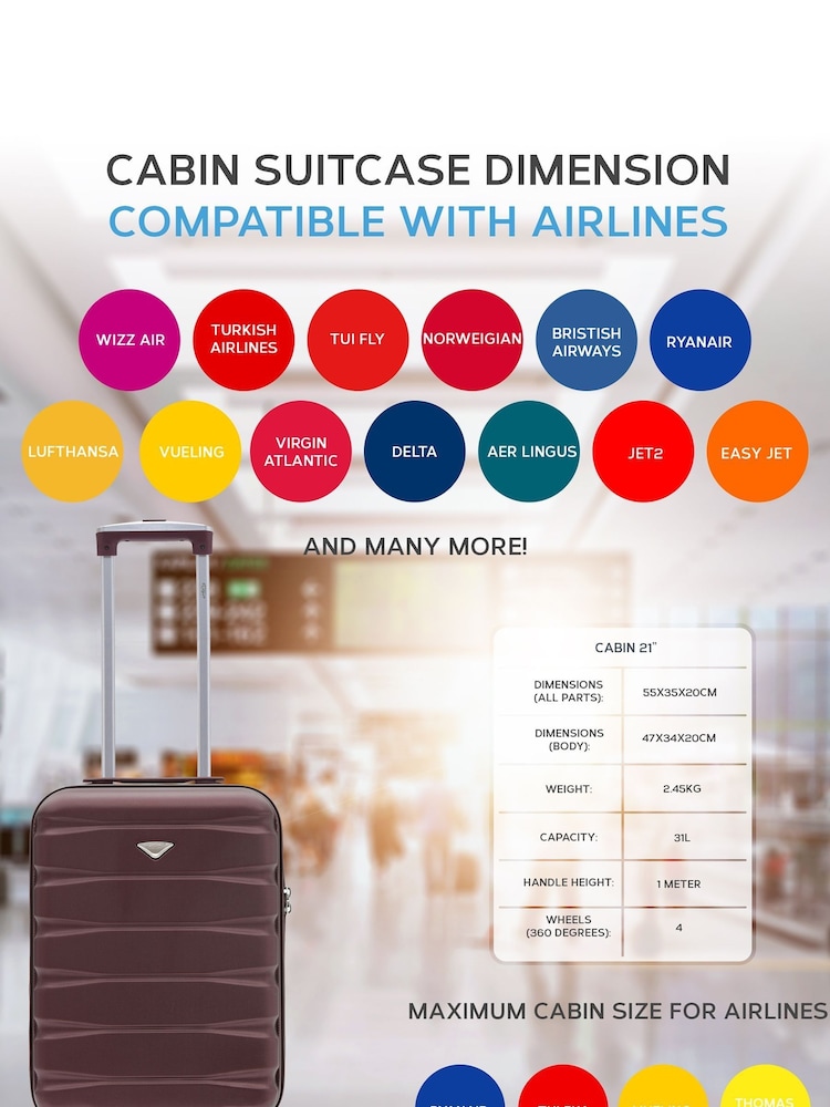 Flight Knight 55x35x20cm 4 Wheel ABS Hard Case Cabin Carry On Hand Luggage - Image 6 of 7