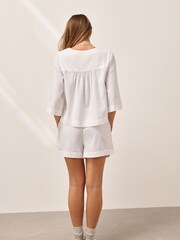 White Linen Shorts Set - Image 3 of 8