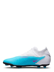 Nike White/Blue Adults Phantom Club Dynamic Fit Firm Ground Football Boots - Image 4 of 11
