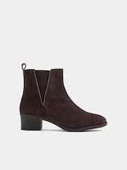 Evans Brown Extra Wide Fit Suede Zip Teeth Ankle Boots In Wide E Fit - Image 2 of 4