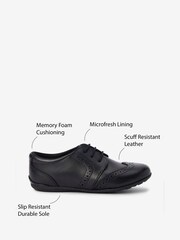 Black Matt Narrow Fit (E) School Leather Lace-Up Brogues - Image 8 of 8