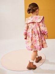 Pink 100% Cotton Long Sleeve Collar Dress (3mths-7yrs) - Image 3 of 7