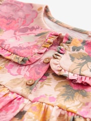 Pink 100% Cotton Long Sleeve Collar Dress (3mths-7yrs) - Image 5 of 7