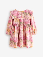 Pink 100% Cotton Long Sleeve Collar Dress (3mths-7yrs) - Image 6 of 7