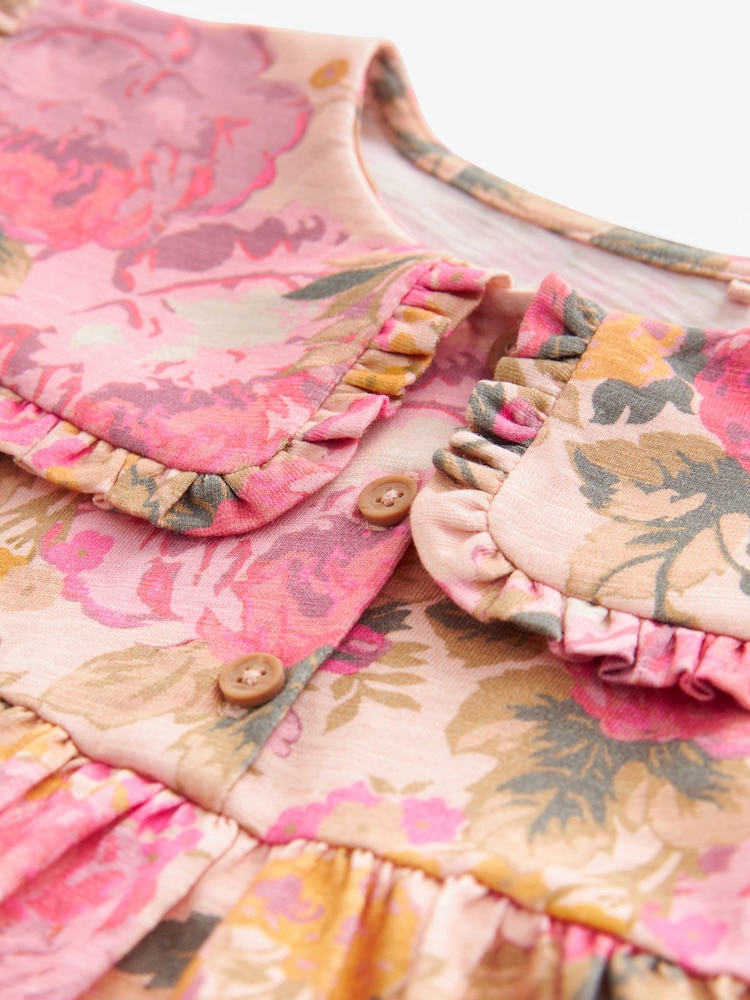 Pink 100% Cotton Long Sleeve Collar Dress (3mths-7yrs) - Image 7 of 7 Pink 100% Cotton Long Sleeve Collar Dress (3mths-7yrs) - Image 7 of 7