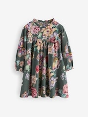 Green 100% Cotton Long Sleeve Collar Dress (3mths-7yrs) - Image 4 of 5