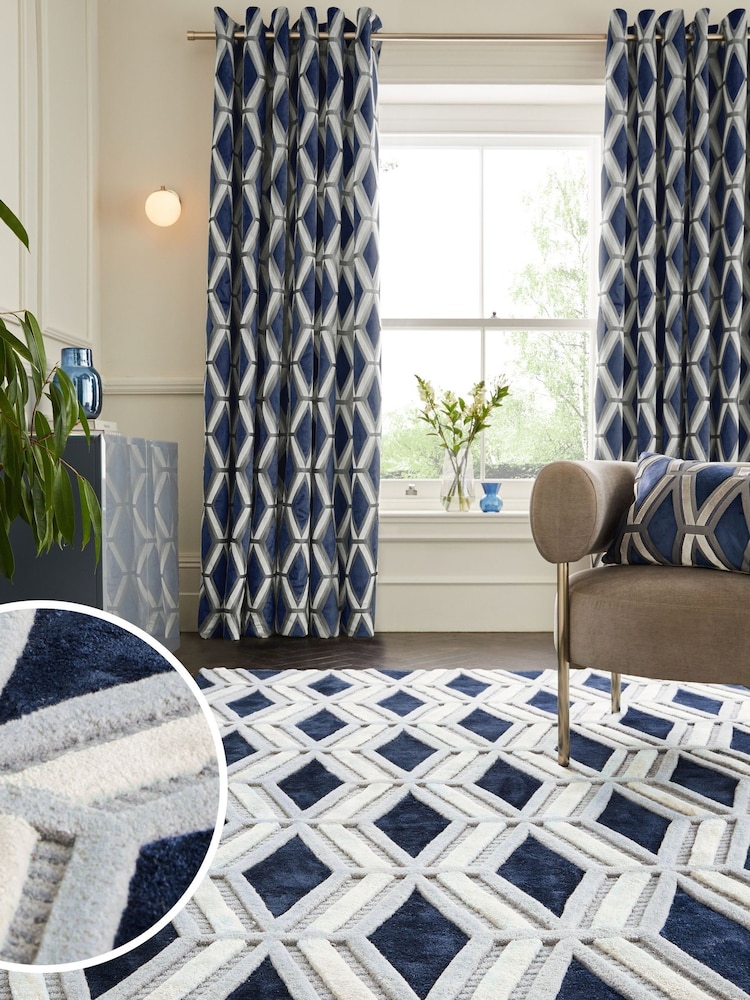 Navy Blue Collection Luxe Geometric Cut Rug - Image 1 of 6
