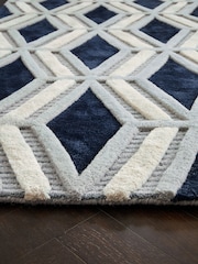 Navy Blue Collection Luxe Geometric Cut Rug - Image 4 of 6