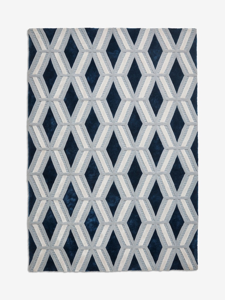 Navy Blue Collection Luxe Geometric Cut Rug - Image 5 of 5 Navy Blue Collection Luxe Geometric Cut Rug - Image 5 of 5