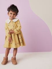 Lime Green 100% Cotton Long Sleeve Collar Dress (3mths-7yrs) - Image 1 of 7