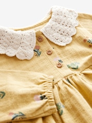Lime Green 100% Cotton Long Sleeve Collar Dress (3mths-7yrs) - Image 7 of 7