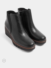 Yours Curve Black Wide Fit Elasticated Panel Wedge Boots - Image 2 of 5