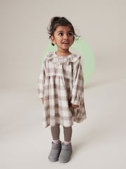 Cream Long Sleeve Collar 100% Cotton Dress and Leggings Set (3mths-7yrs) - Image 1 of 7