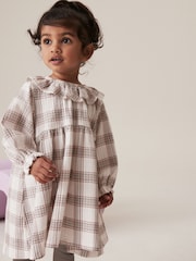 Cream Long Sleeve Collar 100% Cotton Dress and Leggings Set (3mths-7yrs) - Image 4 of 7